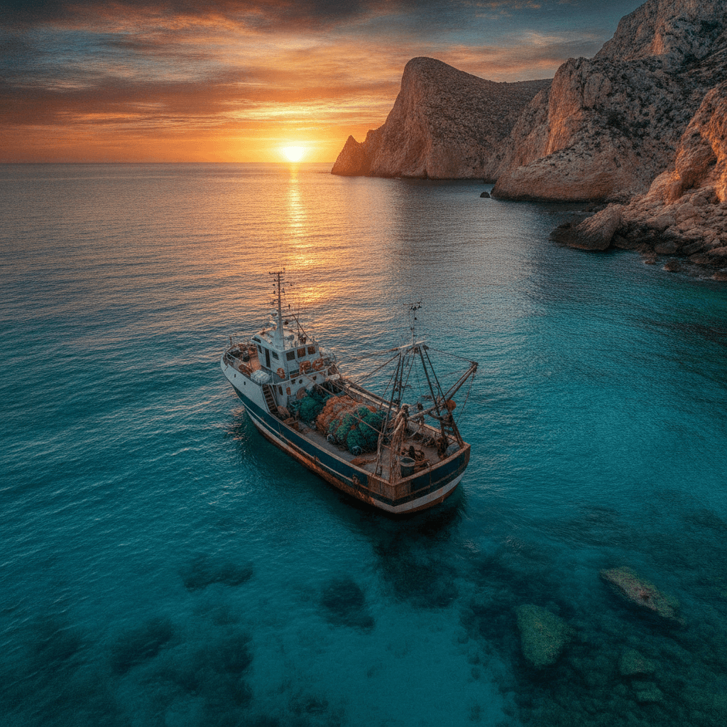 Barco de pesca en el Mediterráneo